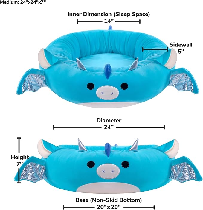 Squishmallows Original 24-Inch Tatiana The Dragon Pet Bed - Medium-Sized Ultrasoft Official Plush Pet Bed for Dogs and Cats