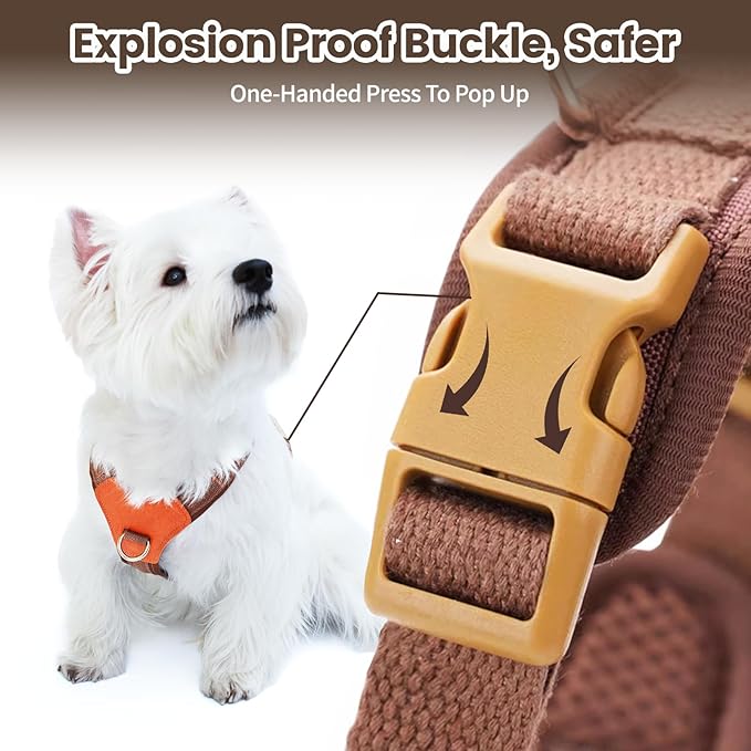 No-Pull No-Choke Dog Harness and Leash Set - Adjustable Soft Padded Vest, Lightweight Retro Design for Small Medium Dogs and Puppies, Easy Control and Comfortable Walk (Green, XS)