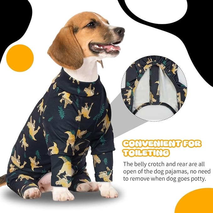 IDOMIK Dog Pajamas,Soft Dog Pjs Clothes with Zipper,Breathble Dog Shirts for Boys Girls,Dog Apparel Shirt Onesie,Dog Recovery Suit for Small Medium Large Dogs,Dog Anxiety Relief Onesies Darkgray,XS