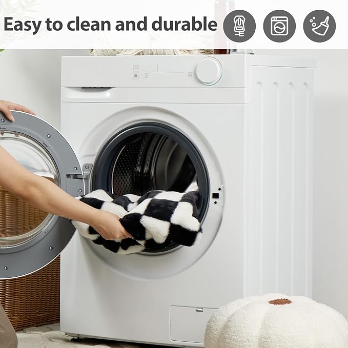 BFPETHOME Dog Couch Bed, Cute Pet Sofa with Non-Slip Bottom, Checkered Dog Bed with Washable Cover, XL Pet Couch (Black&White)