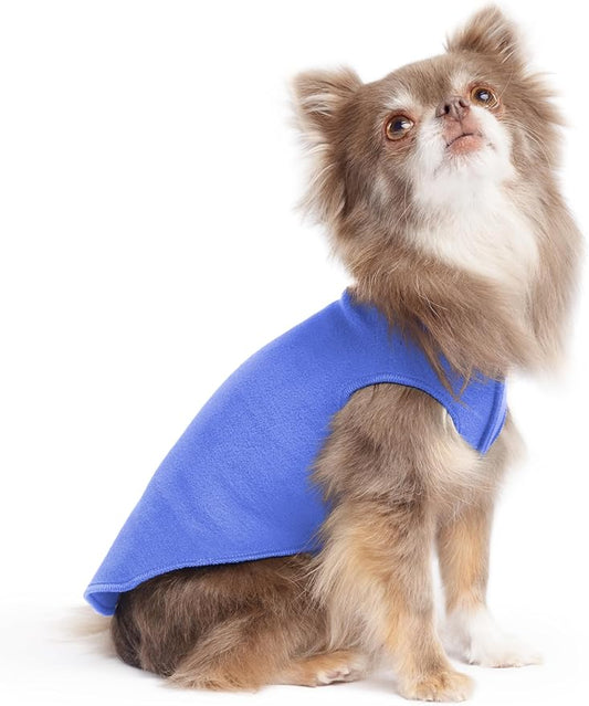 Stretch Fleece Dog Coat, Stretchy Pet Sweater, Machine Washable Pullover for Winter and Fall, Cornflower Blue, 6