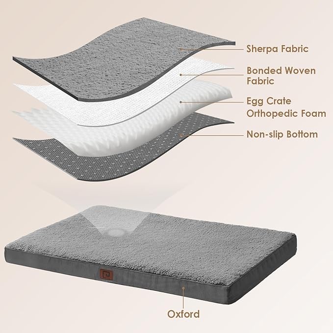 EHEYCIGA Orthopedic Medium Dog Beds for Small Dogs with Removable Washable Cover for Crate, Grey, 30x20