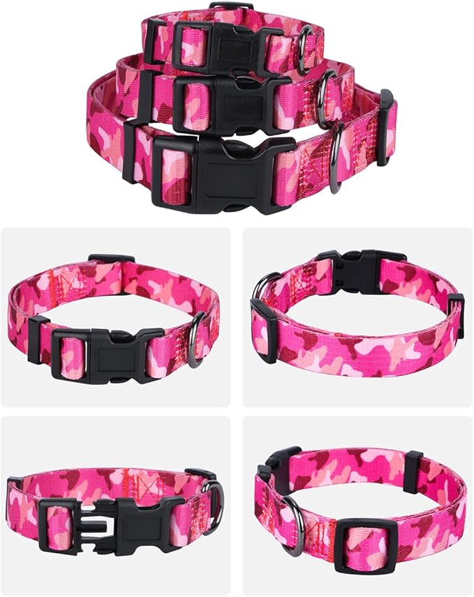 Rhea Rose Dog Collar Special Design Personalized Soft Collars Pink Camo Small