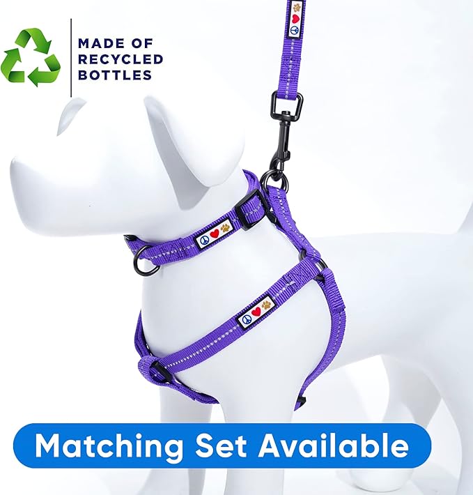 Pawtitas Recycled Dog Harness with Reflective Stitched a Puppy Harness Made from Plastic Bottles Collected from Oceans Extra Small Purple Quartz