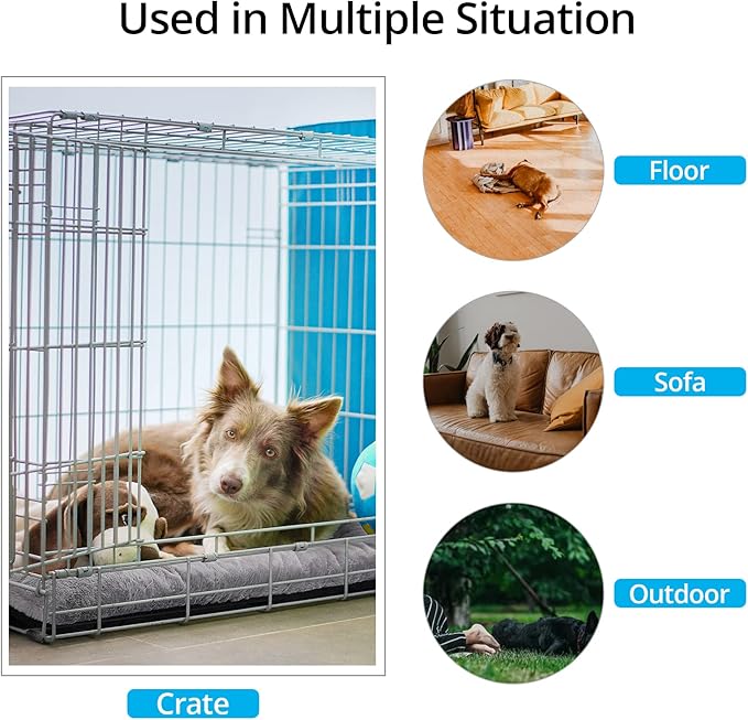 Ultra Soft Dog Bed & Kennel Pad for Medium Dogs - Fit Metal Crates, Washable & Anti-Slip, Cozy Sleeping Mat, Gray, 30"