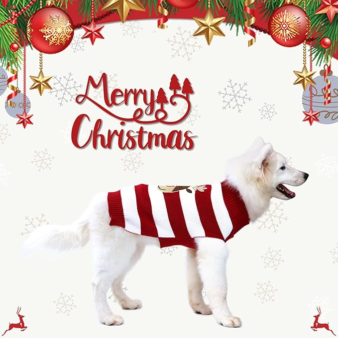 NACOCO Holiday Xmas Reindeer Sweaters Dog Sweaters New Year Christmas Sweater Pet Clothes for Small Dog and Cat (Red, XX-Large)