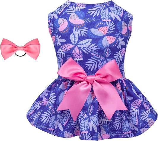 CuteBone Dog Mesh Dress Puppy Sundress Pet Outfit Summer Fashion for Small Dogs Girl Cat Clothes BF25M