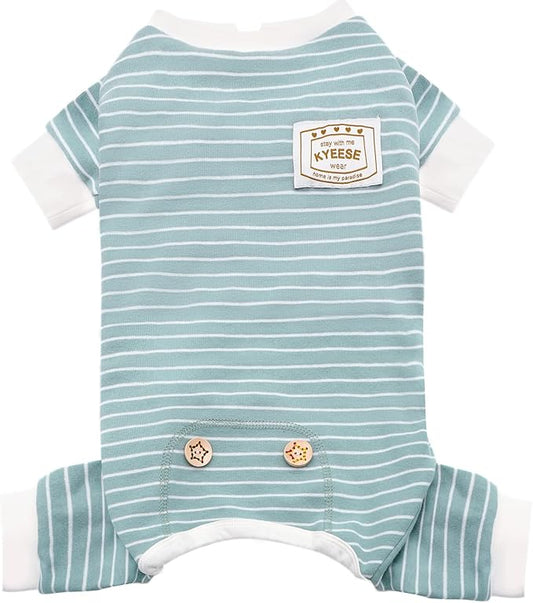 KYEESE Dog Pajamas Stretchable Dog Jumpsuit 4 Legs Strip PJS Pet Puppy Cat Pajamas Lightweight