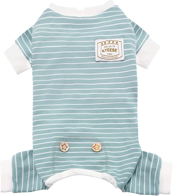 KYEESE Dog Pajamas Stretchable Dog Jumpsuit 4 Legs Strip PJS Pet Puppy Cat Pajamas Lightweight