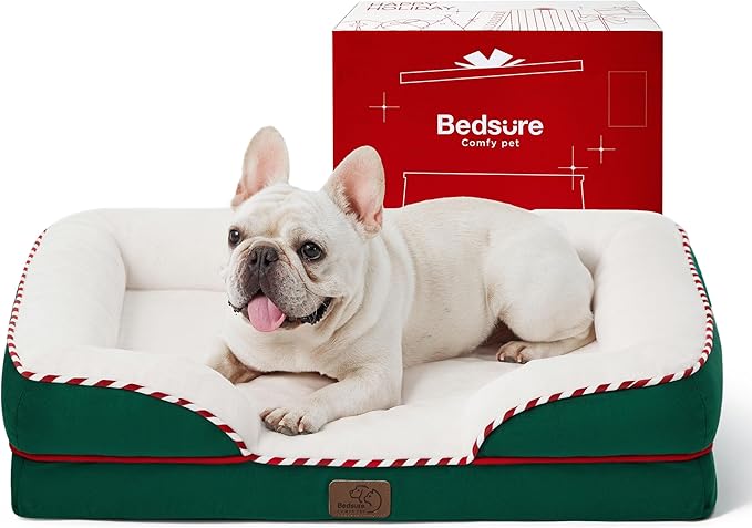 Bedsure Orthopedic Dog Bed for Medium Dogs - Waterproof Dog Sofa Beds Medium, Supportive Foam Pet Couch Bed with Removable Washable Cover, Waterproof Lining and Nonskid Bottom, Green