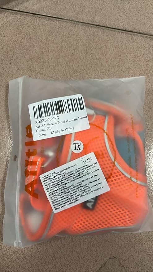 AIITLE Escape Proof Dog Harness - Step in Adjustable Dog Harness No Choke Over with Breathable Mesh and Quick-Release Buckle for Spring- Outdoor Walking, Camping, Training for Medium Dogs Orange XL