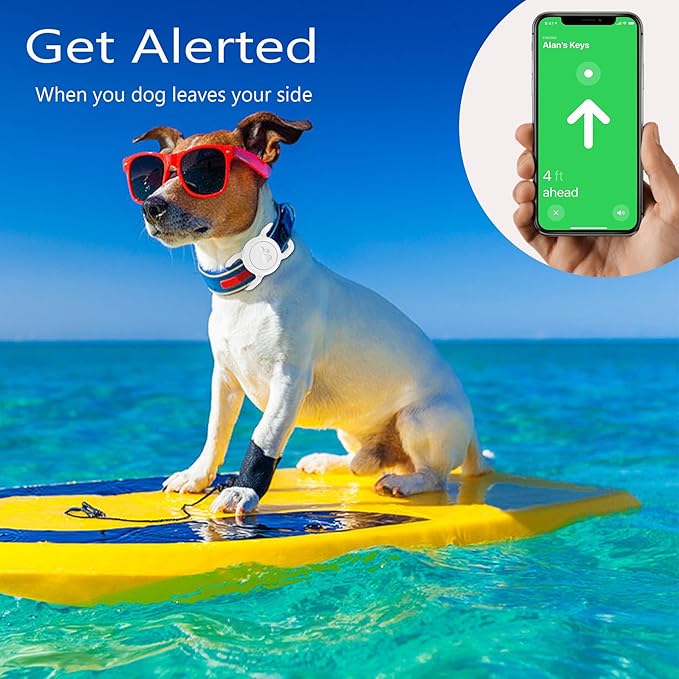 SANKALA Airtag Dog Collar Holder, [1 Pack] Waterproof Dog Airtag Holder, Silicone Full Body Covered Anti-Lost Protective Apple Air Tag Holder for Pet Collar - Fits All Width Collars, White