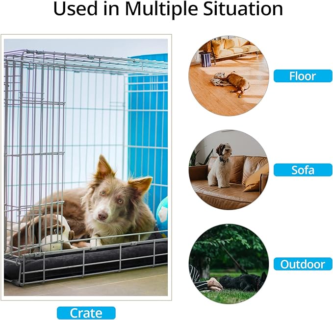 Ultra Soft Dog Bed & Kennel Pad for Medium Dogs - Fit Metal Crates, Washable & Anti-Slip, Cozy Sleeping Mat, Dark Gray, 30"