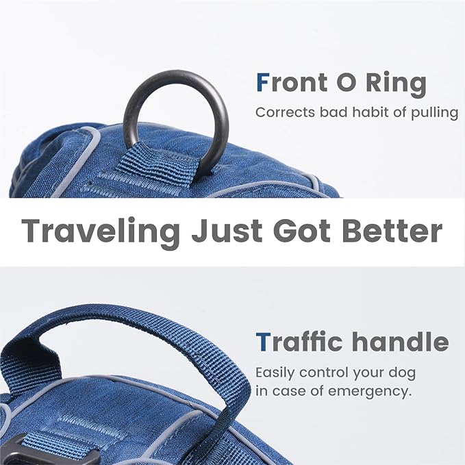 Pawaii No Pull Dog Harness with Pet ID Tag,Reflective Strips No Choke Front O Ring Breathable Mesh Adjustable Soft Padded Pet Vest with Easy Control Handle for Small Dogs