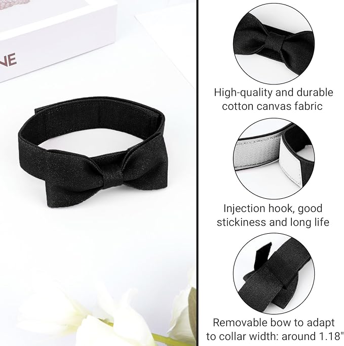 Segarty Bow Ties for Dogs, Adjustable Black Bowtie Collar for Small Medium Dogs, Durable Cats Neck Tie Tuxedo Comfortable Pets Bows Grooming Accessories for Formal Wedding Holiday Birthday Gift Party