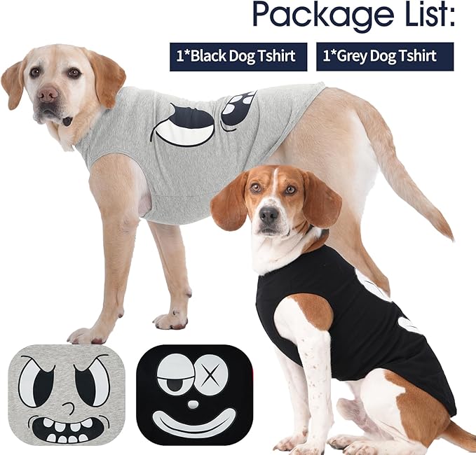 IECOii 2 Pack Pet Tank Top Tee Sleeveless| 3X-Large |Summer Dog Clothes Apparel,Pet Funny Costume Doggy T-shirt Clothing for Large Dog Puppy Outfit Keep Body Heat Hot Weather Holiday Party, Black+Gray