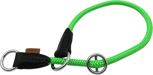 Braided Round Martingale Dog Collar, Training Collar with Slidable Stop Ring - Ideal for Small Dogs (S(1/3") - 16" Long, Light Green)