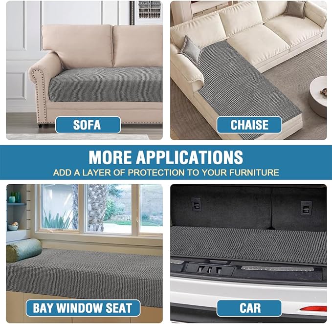 H.VERSAILTEX Plush Chenille Pet Couch Covers for Sofa Thick Soft Sofa Cover for 3 Cushion Couch Anti Slip Couch Cover Furniture Protector for Dog, Pet, Cat (35" x 74", Grey)