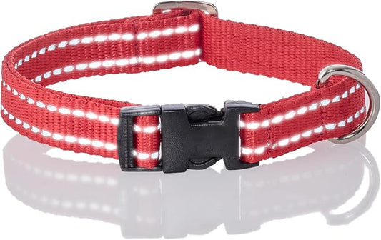 Adjustable Reflective Dog Pet Collar for Small, Medium and Large Dogs, Red, XX-Large