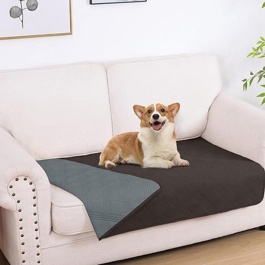 hyha Waterproof Dog Blanket, Reversible Pet Bed Blanket, Soft Sofa Couch Cover for Dogs Washable, Waterproof Pet Couch Covers for Sofa Puppy Cats Furniture Protector(30"x53", Chocolate/Dark Grey)