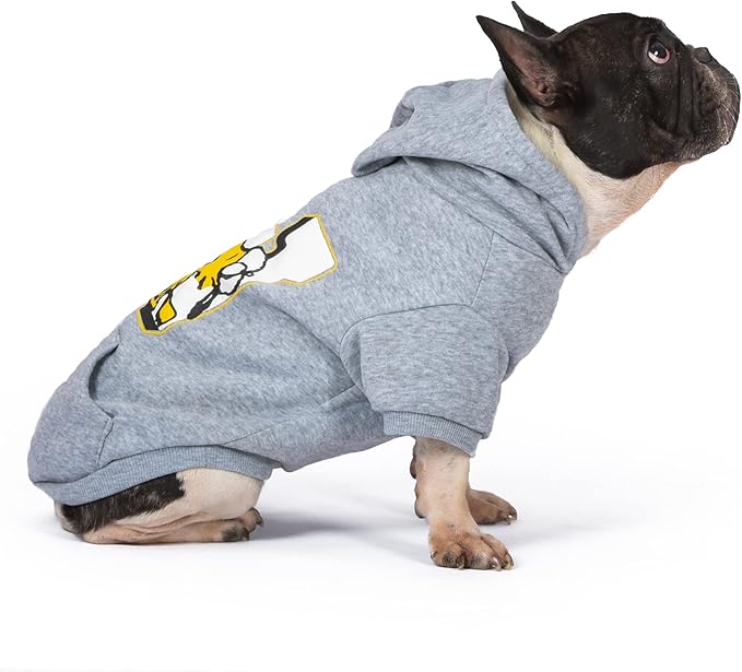 Woodstock Collegiate Dog Hoodie Sweater, Large, Soft and Comfortable Apparel Clothing Shirt for Large Dogs, Grey