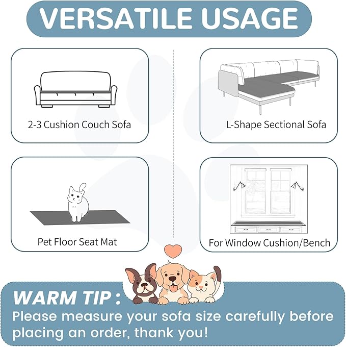 OTOB Sofa Cover Dog Couch Cover Protector, Non Slip Couch Cover for Dogs, Washable Fuzzy Pet Sofa Protector, Boho Soft Pet Friendly Furniture Covers (31.5" x 63'', Dark Gray)