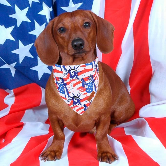 PTDECOR American Flag Dog Bandana Reversible Triangle Patriotic Pet Scarf 4th of July Dog Bandanas for Small Dogs Pets (Red, Small)