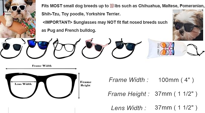 G014 Dog Cat Pet 80s Sunglasses Goggles for Small Breeds up to 15lbs (Pink-Pink Mirror)