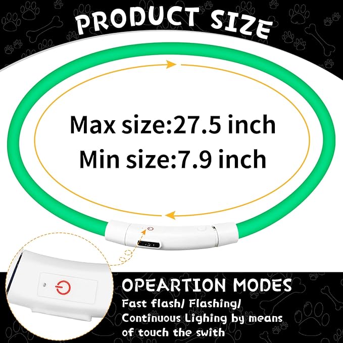 Weewooday 3 Pcs Dog Collar LED USB Rechargeable Lights Dog Necklace Collars Doggy Lights for Night Walking Adjustable Safety Lamp Pet Collars for Large Medium Small Puppy Pet(3 Colors,Classic Style)