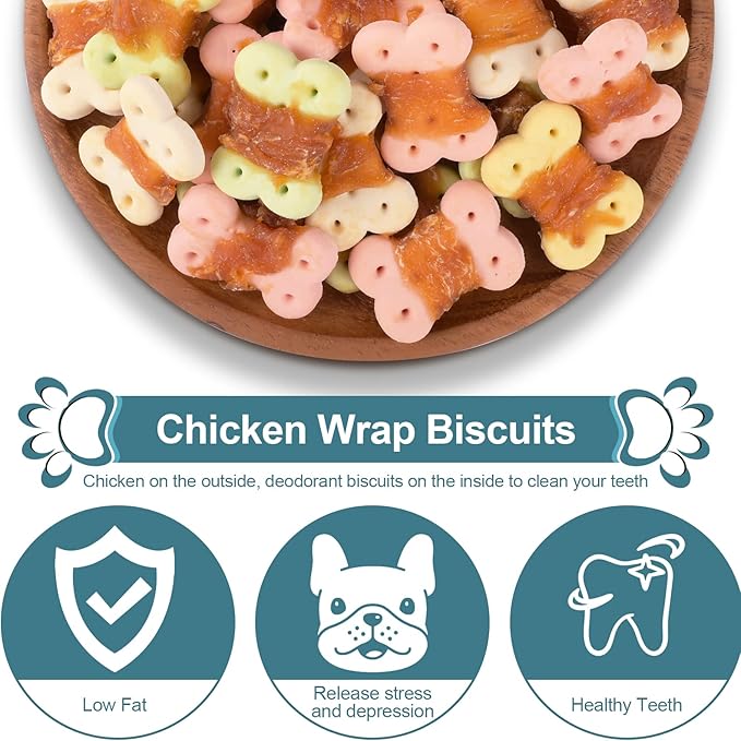 Dog Treats Biscuits Wrapped in Chicken Chews for Small Dog no Rawhide 0.5lb/227g