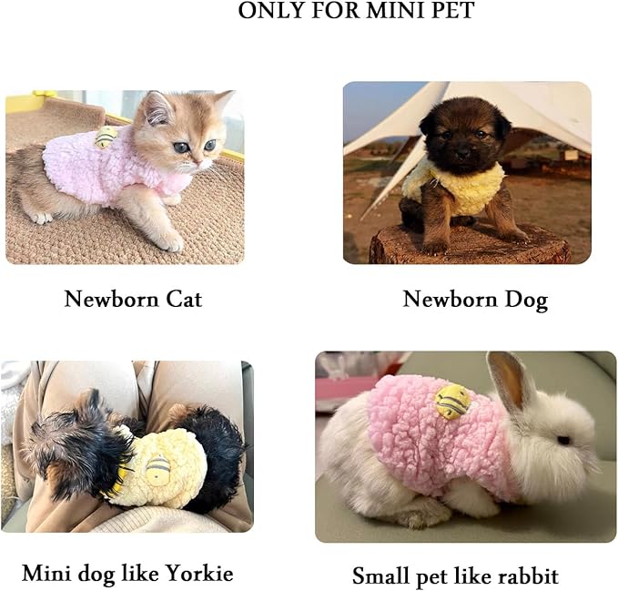 FLAdorepet 3 Packs Teacup Dog Cat XXS Clothes for Chihuahua Yorkie,Winter Warm Fleece Puppy Pet Clothes Sweater Shirt Vest for Mini Newborn Extra Small Dogs (3 Packs, XXS(Pet 1-2LBS))