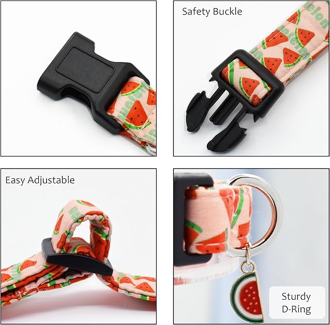 Bubblepup Dog Collar, Adjustable Dog Collar for Small Medium Large Dogs with Soft Cotton & Quick-Release Buckle