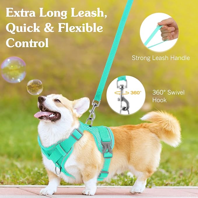 Cat Harness and Leash Set for Walking, Adjustable Kitten Vest Harness with Reflective Strip Breathable Mesh, Escape Proof Soft Pet Safety Vest for Cats, Kittens, Puppies, XL, Lake Blue