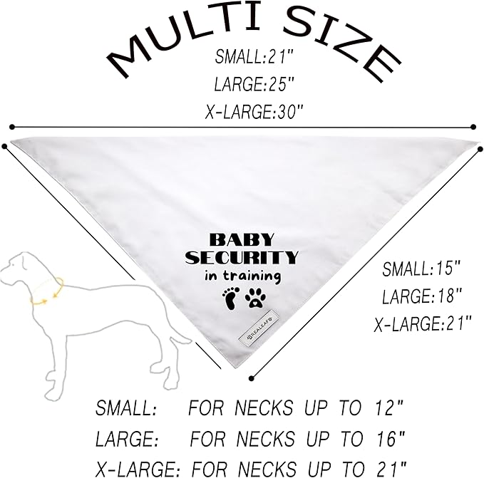 Realeaf Baby Security in Training Dog Bandanas Pet Scarf for Small Dogs Pregnancy Announcement Pet Accessories Pregnancy Reveal Ideas (Baby Security in Training, Small)