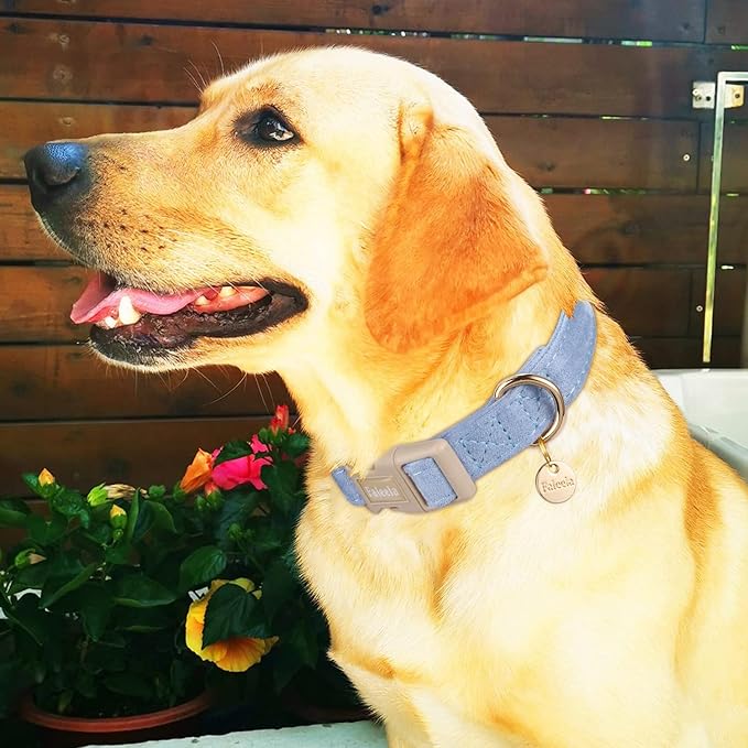 Faleela Dog Collar - Cute & Comfy Cotton Pet Collar, Adjustable Lightweight Design with Quick-Release Buckle, for Small, Medium & Large Dogs - Multiple Styles Available (X-Small, Blue)