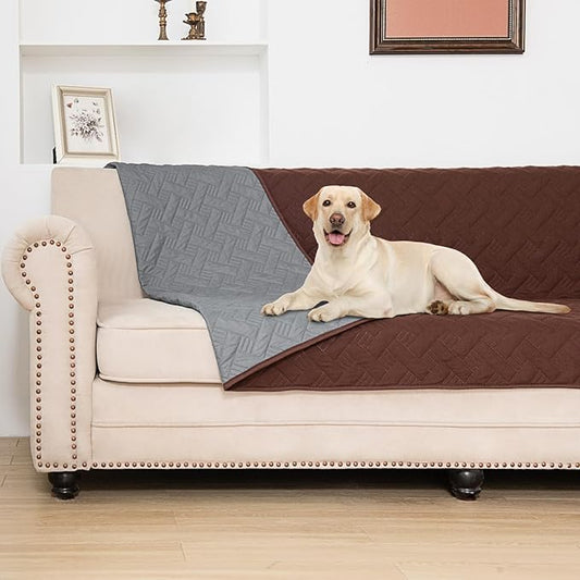 BOCTOPUG Dog Bed Cover for Pets Blankets Rug Pads for Couch Protection Waterproof Bed Covers Dog Blanket Furniture Protector Reusable Changing Pad (Dark Grey+Brown, 52"x82")