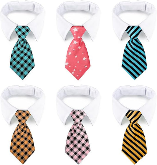 Segarty Cat Neck Tie, 6 Pack Cat Necktie with Suit White Collar Adjustable, Pet Tuxedo Costume Outfits for Male Boy Small Dogs Puppies Birthday, Valentine's Day, Wedding