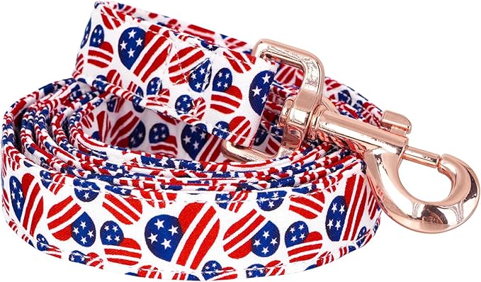 Tunkoo American Flag Dog Leash Super Cute Heart, Durable and Stylish Pet Leash with Metal Buckle, Available in Small, Medium, Large Pets Daily Walking M