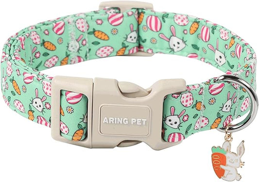 ARING PET Easter Dog Collar-Cute Easter Eggs Dog Collar, Adjustable Rabbit&Carrot Print Pet Collars Puppy Collar with Quick Release Buckle for Girl&Boy Dogs