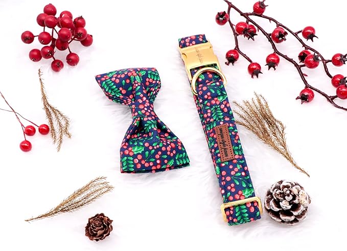 Unique style paws Christmas Dog Collar, Pet Collar Dog Bow tie Collar Gift for Girl or Boy Dogs, Adjustable Dog Collar for X-Large Dogs