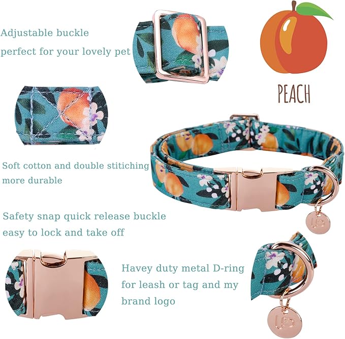 Dog Collar with Bow Tie, Durable Comfortable Cotton Dog Bowtie Collar with Metal Buckle for Medium Dog Girl Boy, Summer Cute Dog Collar, M