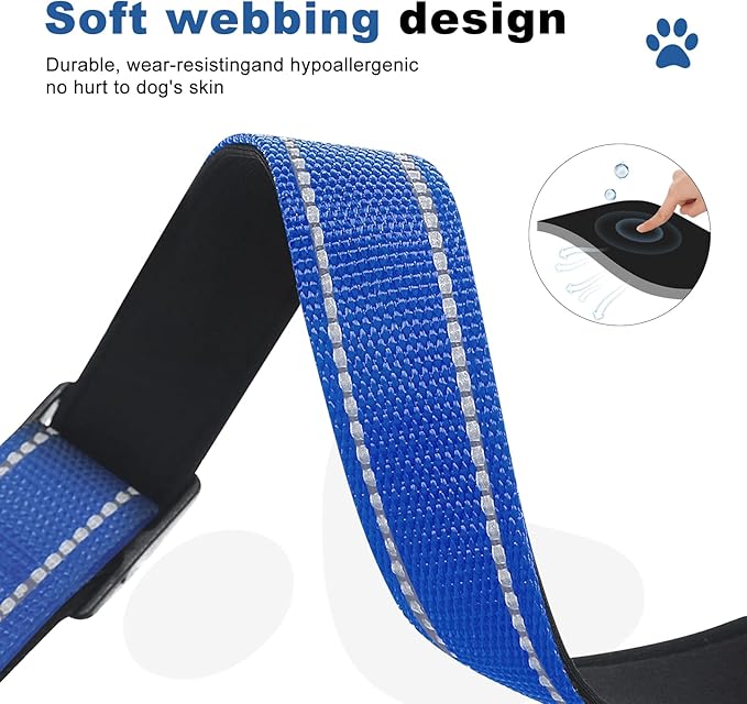 Reflective Martingale Dog Collars. Dog Collar with Quick Release Buckle. Adjustable Soft Padded Breathable Nylon Pet Collar Suitable for Puppies for Small Medium Large Dogs.