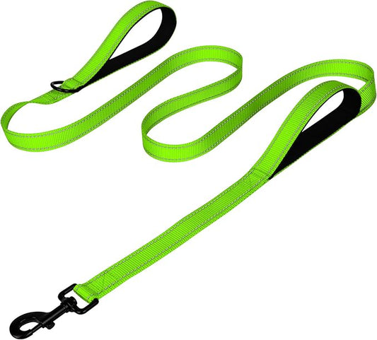 Joytale Dog Leash Heavy Duty for Large Dogs That Pull, Double Handle for Traffic Control, Double-Sided Reflective Leashes for Large Medium Dogs Night Safety, 5FT, Green