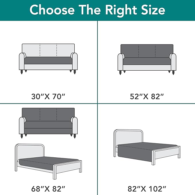 PetAmi Waterproof Couch Cover for Dogs, Reversible Furniture Cover Sofa Protector for Pet Cat Bed, Washable Blanket Dog Cover for Couch Seat, 68x82 Blue