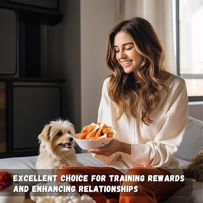 Dog Treats, Chicken Wrapped Calcium Bone Rawhide-Free Grain-Free Training Treats for Dogs Teeth Cleanning Breath Fresh Dog Chewy Snacks for Medium Large Dogs 10.58 oz or 18-19 pcs