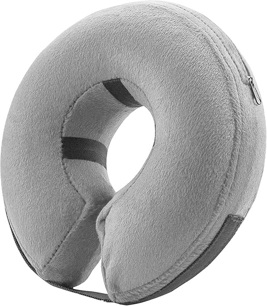 BENCMATE Protective Inflatable Collar for Dogs and Cats - Soft Pet Recovery Collar Does Not Block Vision (Large, Grey)