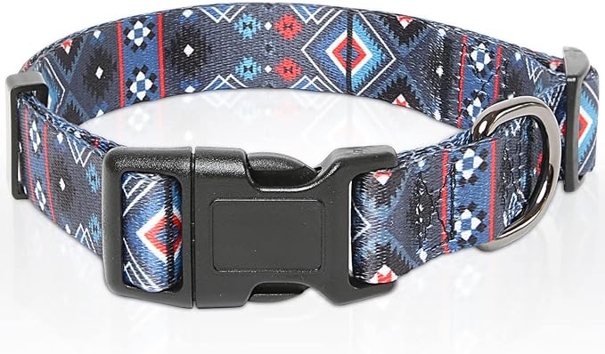 Timos Dog Collar, Adjustable Soft Dog Collar for Small Medium Large Dogs, Patterned Puppy Collars with Quick Release Buckle for Boy and Girl Female Dogs,S Length 9.84''-14.96'