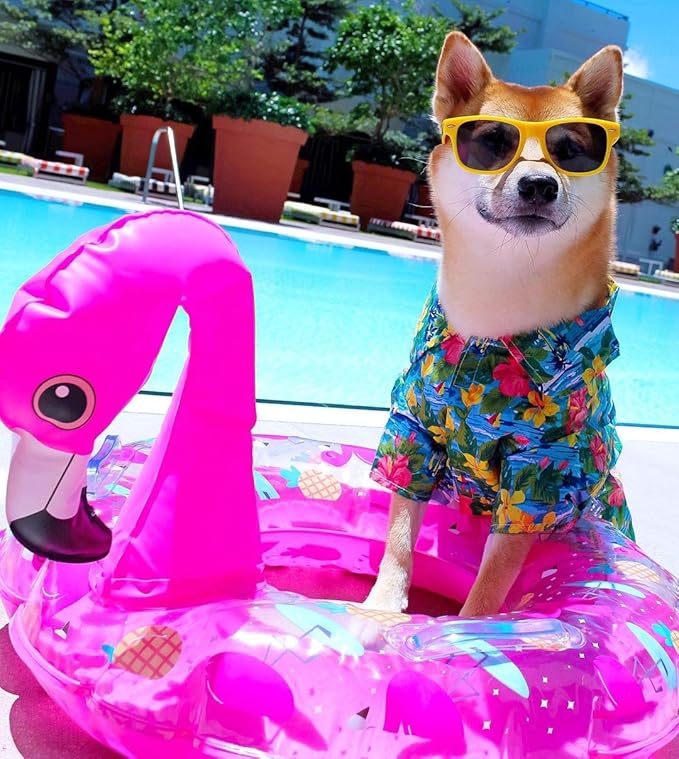 Parisian Pet Stylish Dog Hawaiian Shirt - Cotton Summer Beach Outfit - Hook & Loop Closure - Machine Washable - XS