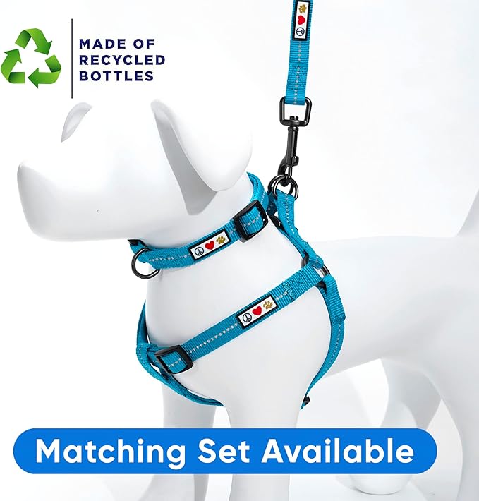 Pawtitas Recycled Dog Harness with Reflective Stitched a Puppy Harness Made from Plastic Bottles Collected from Oceans Extra Small Teal Turquoise Wave