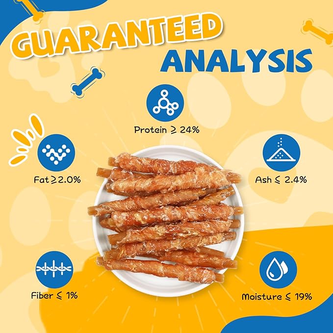 Dog Dental Treats, Chicken Wrapped Peanut Butter Sticks, Healthy Training Snacks for Dogs, Easy to Digest, w/Glucosamine Chondroitin